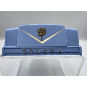 Vintage Bulova La Petite Watch Box Original Periwinkle Blue Art Deco Case &